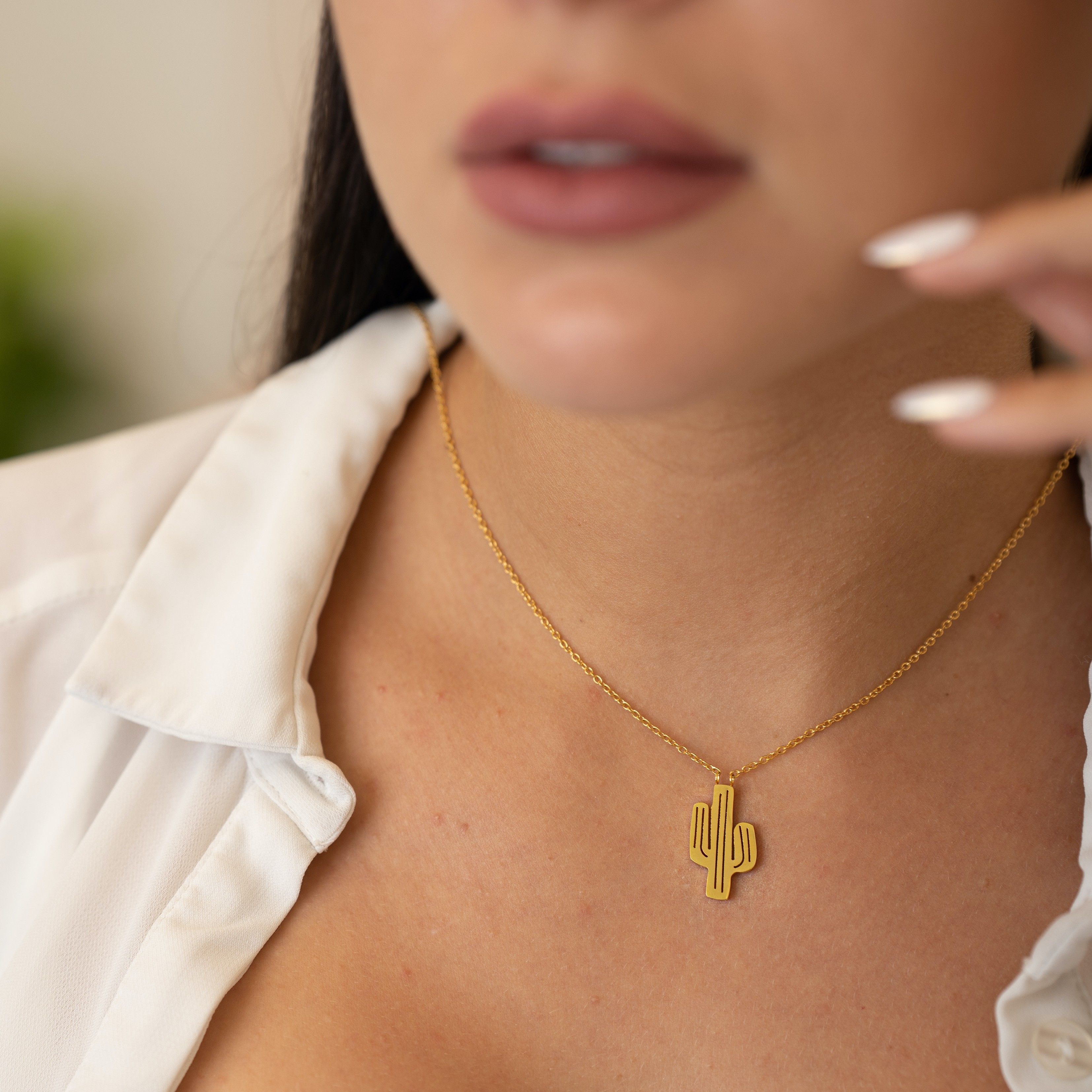 Gold on sale cactus necklace