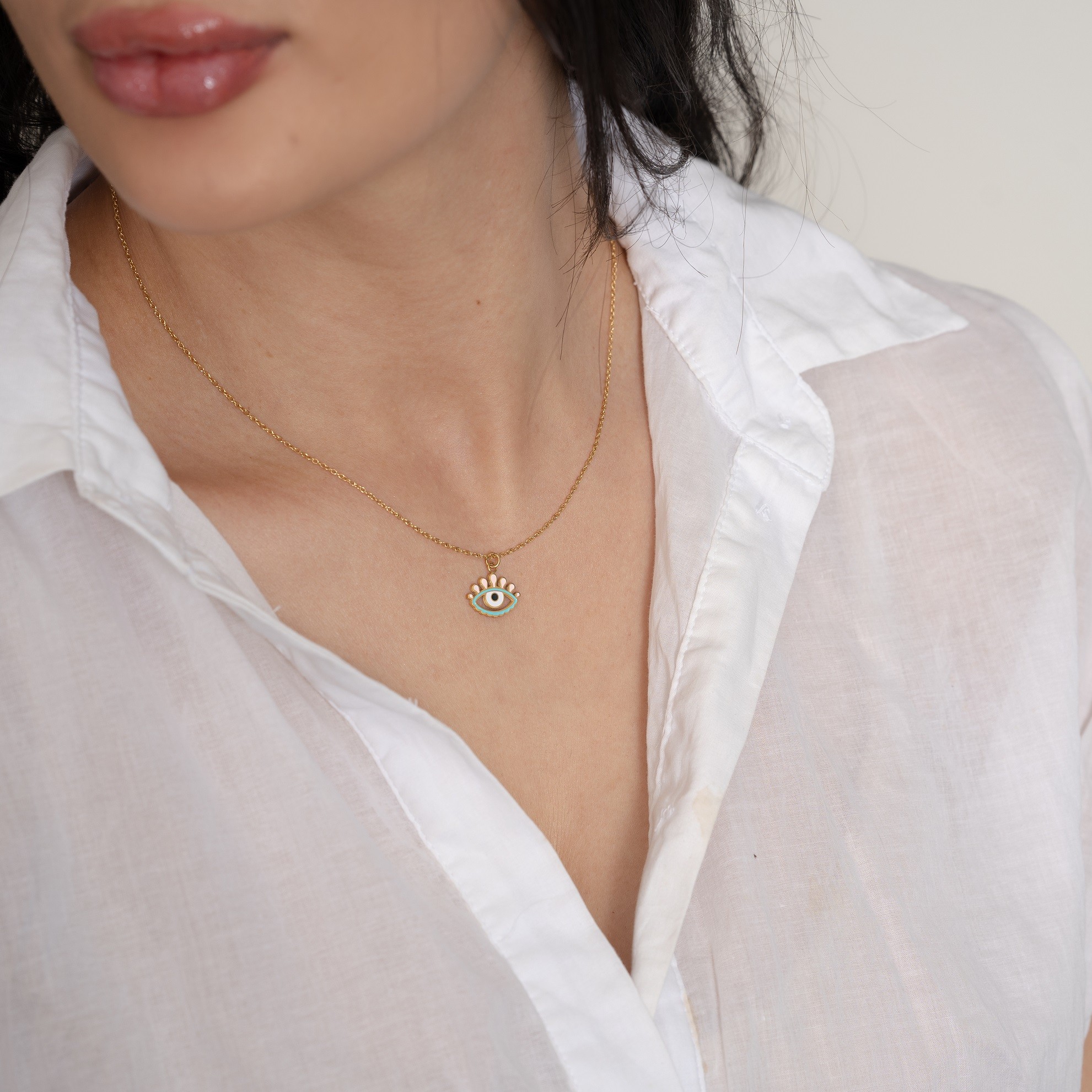 Colored Small Eye Necklace