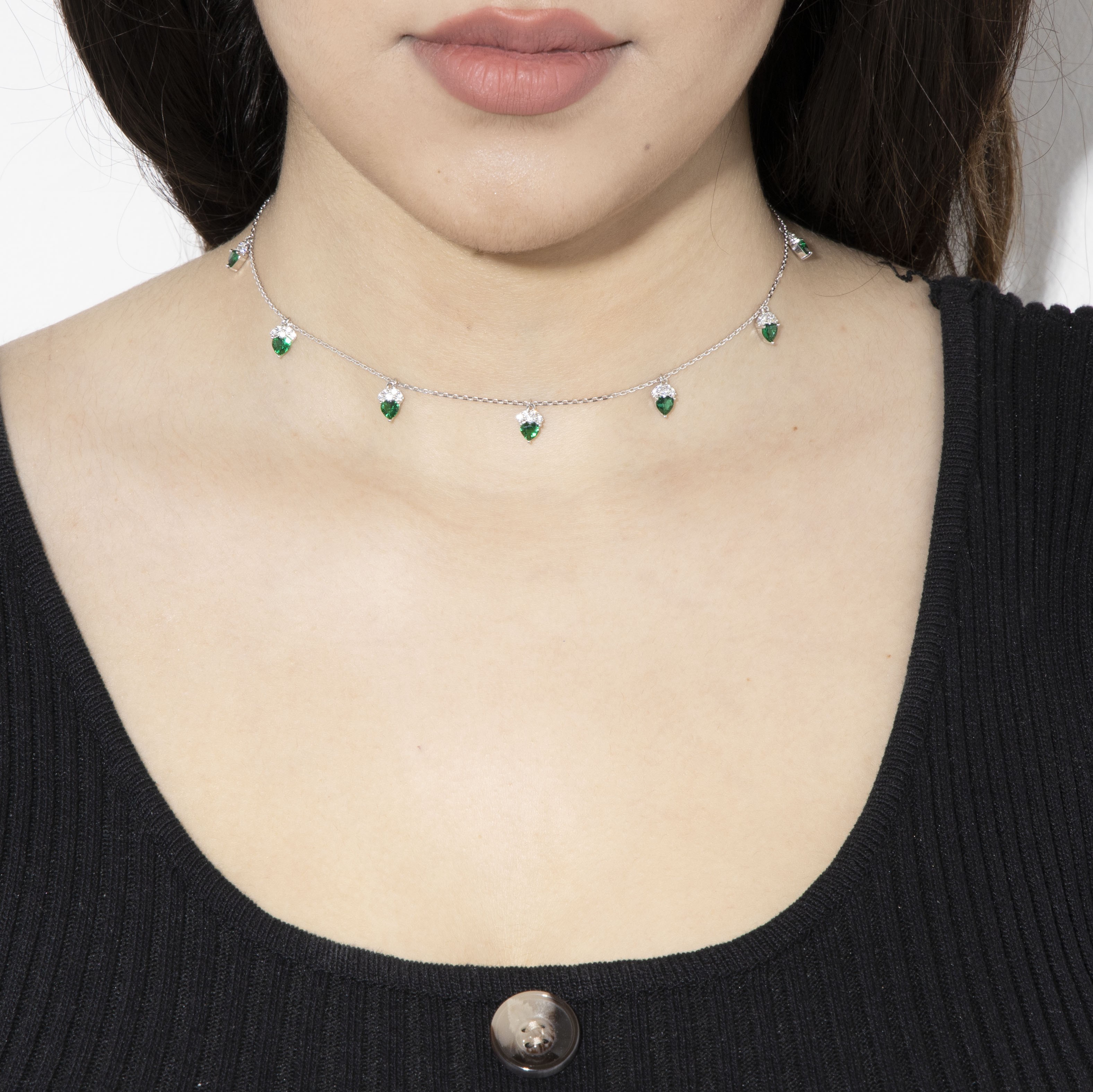 OS - Small Hearts Stones Chocker (Green)