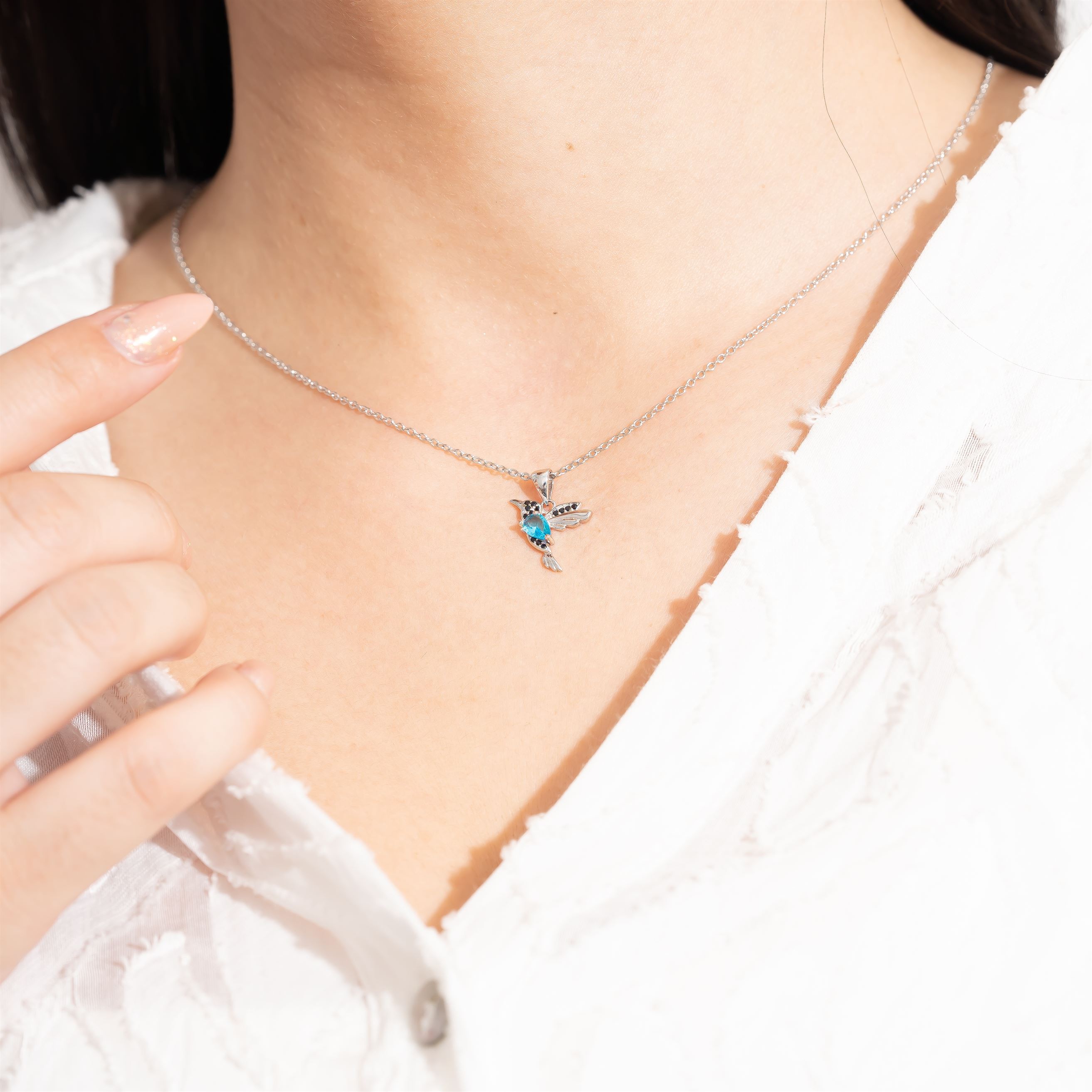 OS - Blue Stone Flying Bird Necklace