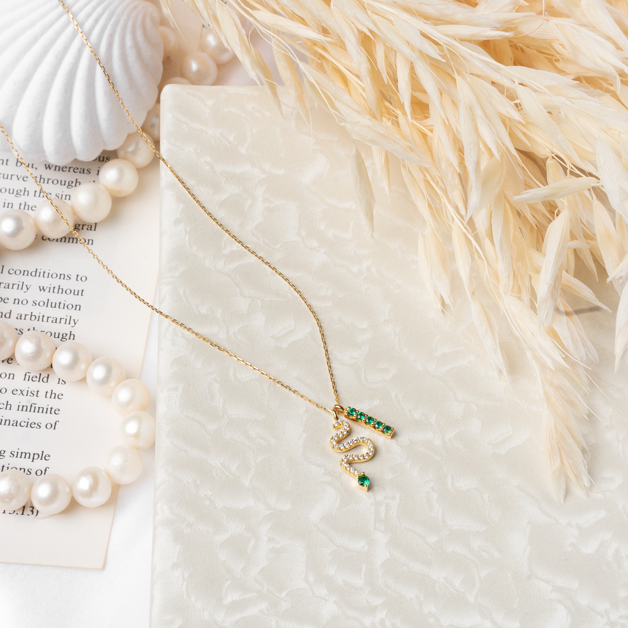 OS - Green Snake & Bar Necklace