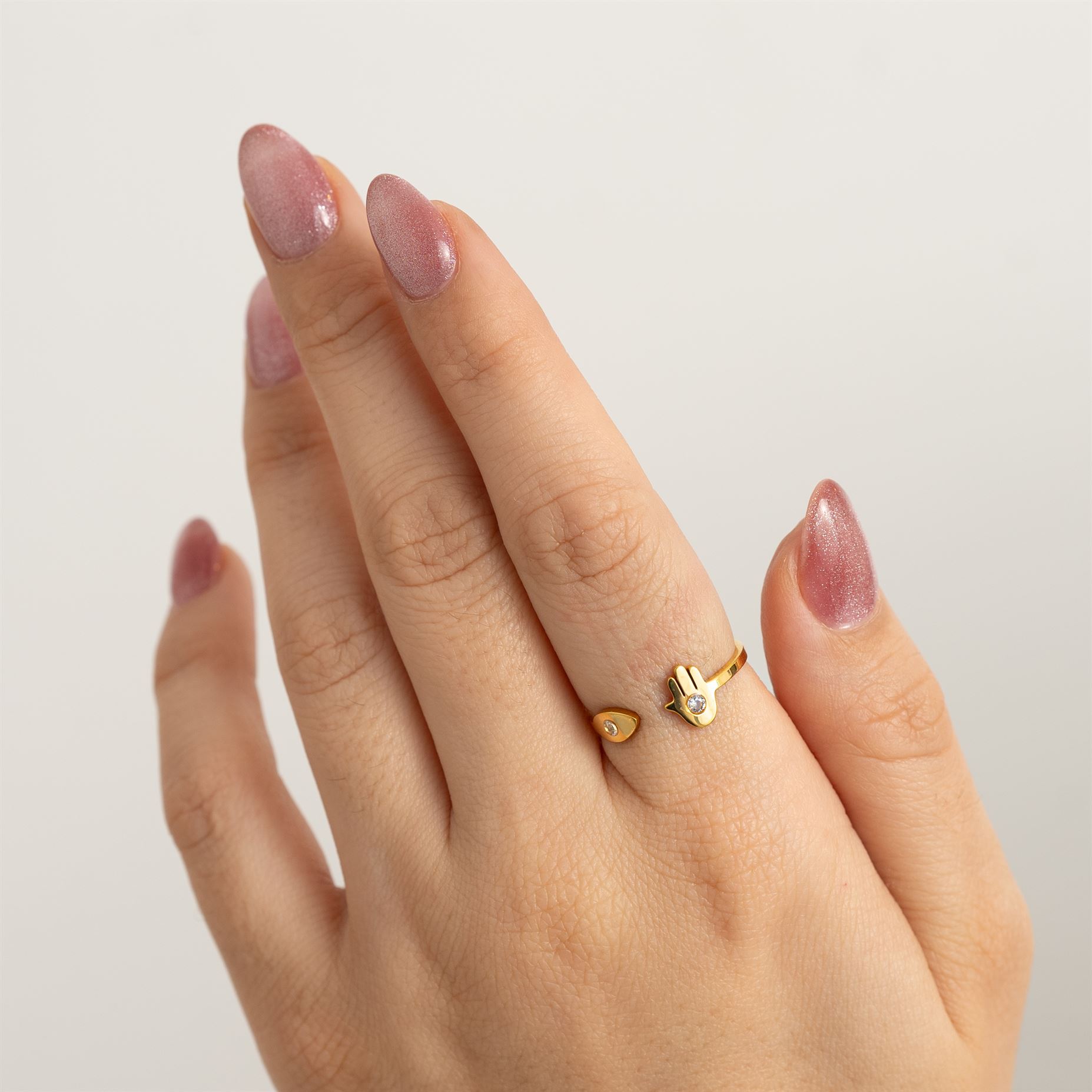Eye & Palm Stud Open Ring