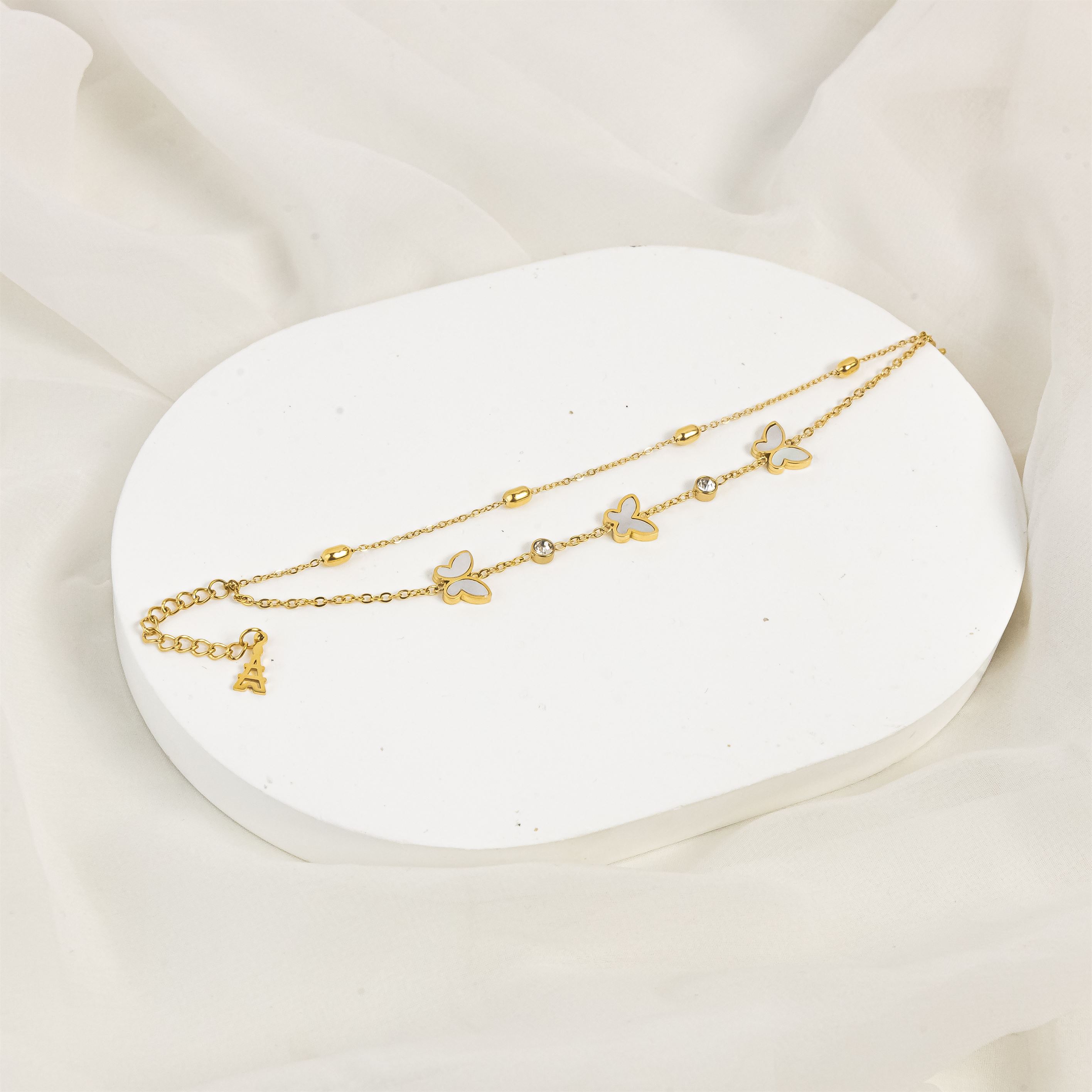 Mini - 3 Alt Butterflies & Studs w 2 Chains Bracelet