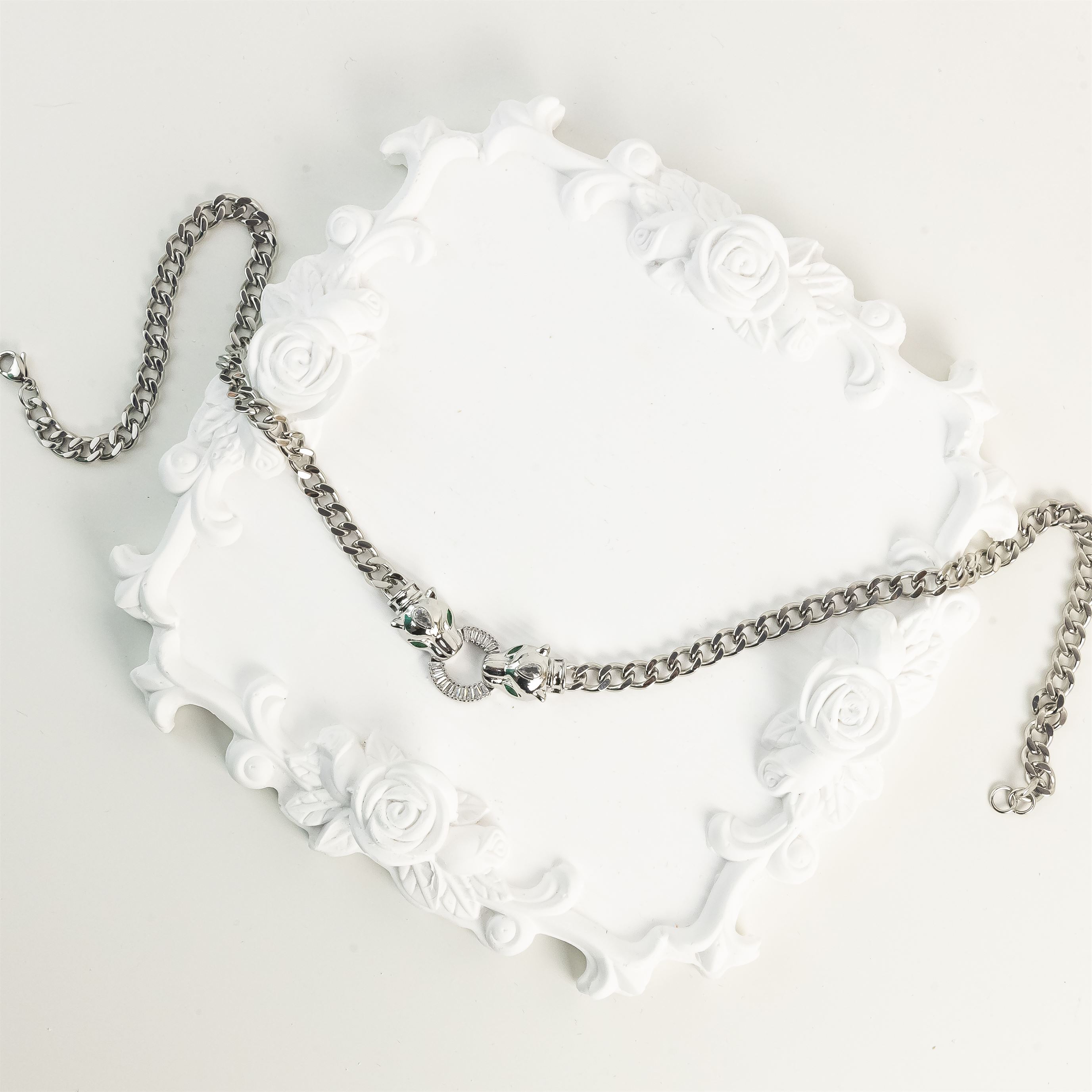 Dual Panther Thick Chain Necklace
