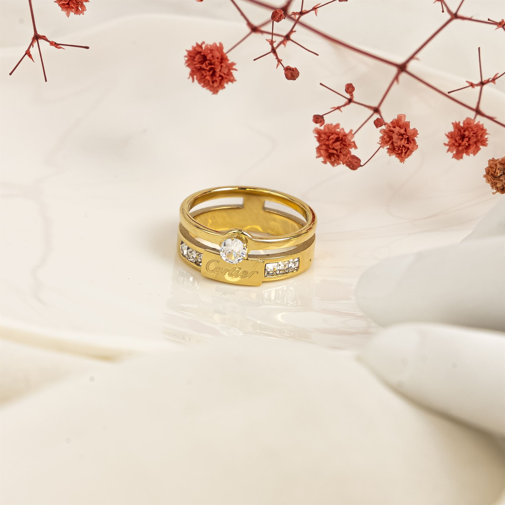 CAR - Brand Stamp Zircon crystal Ring