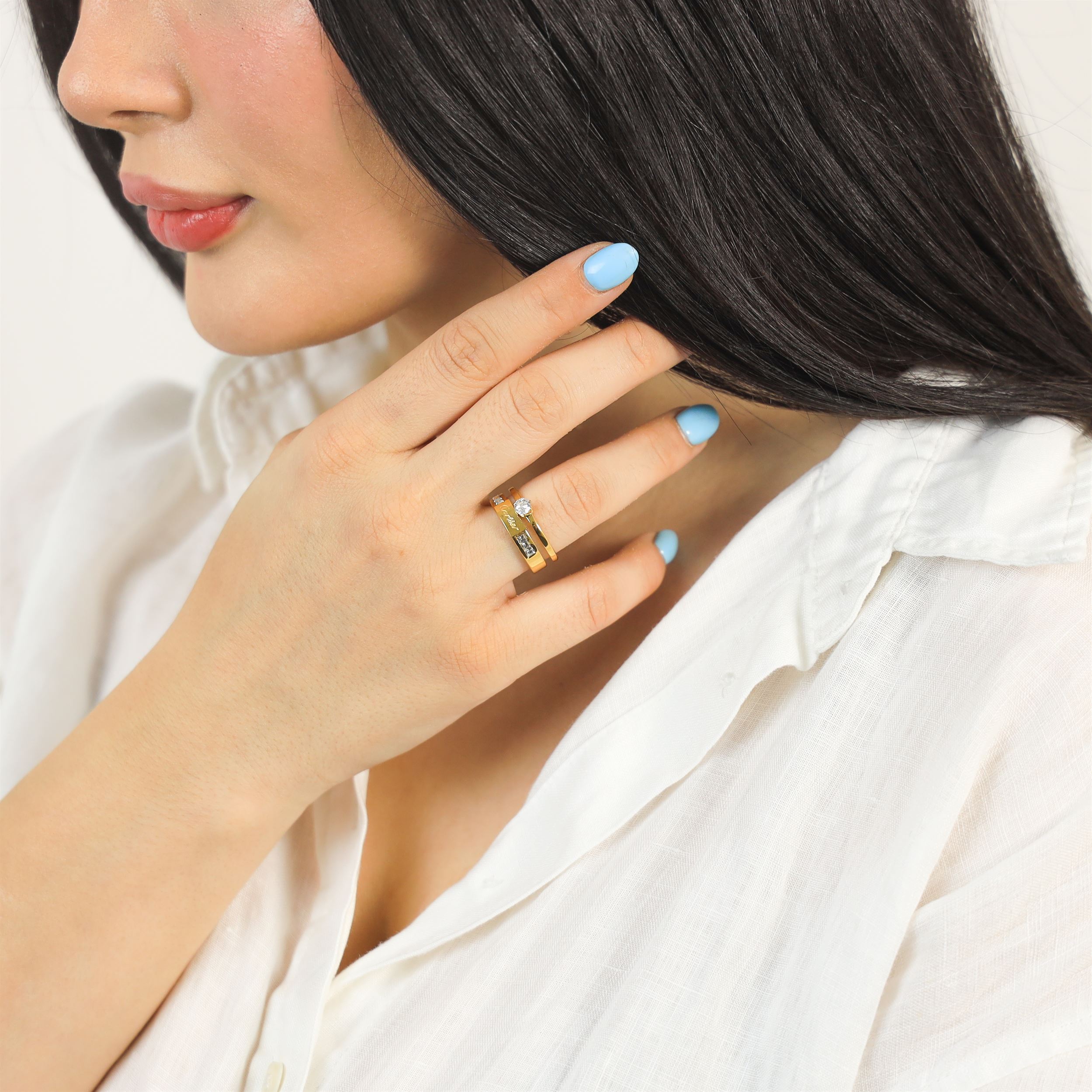 CAR - Brand Stamp Zircon crystal Ring