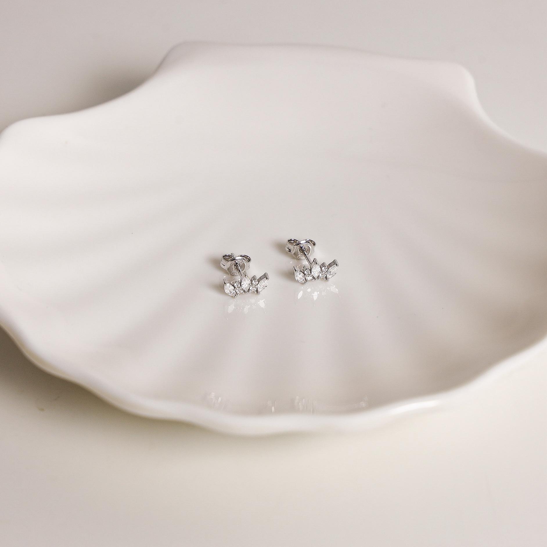 OS - Crystal Spear  Tiny Studs Crown Earring
