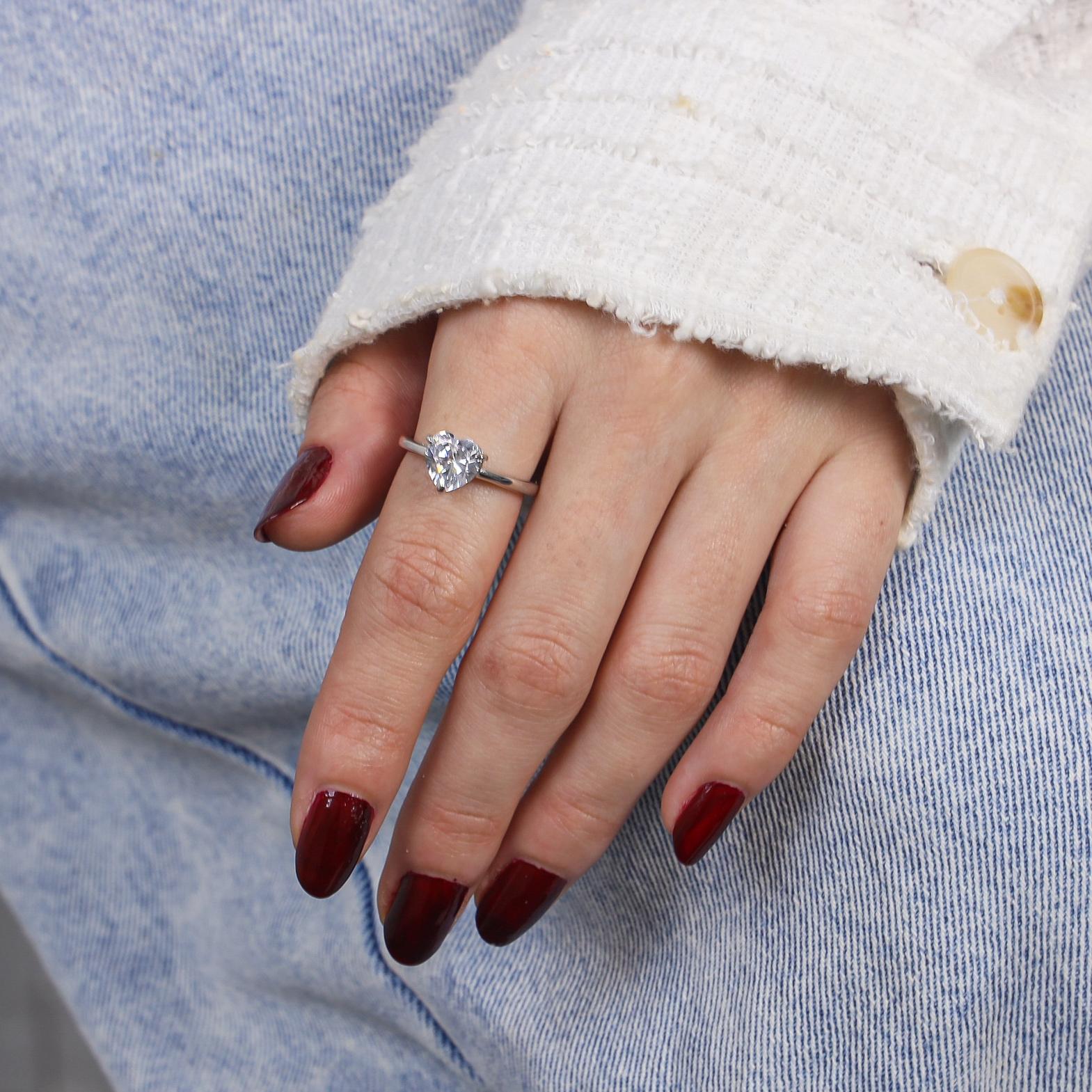 OS - Shining stone Heart Ring