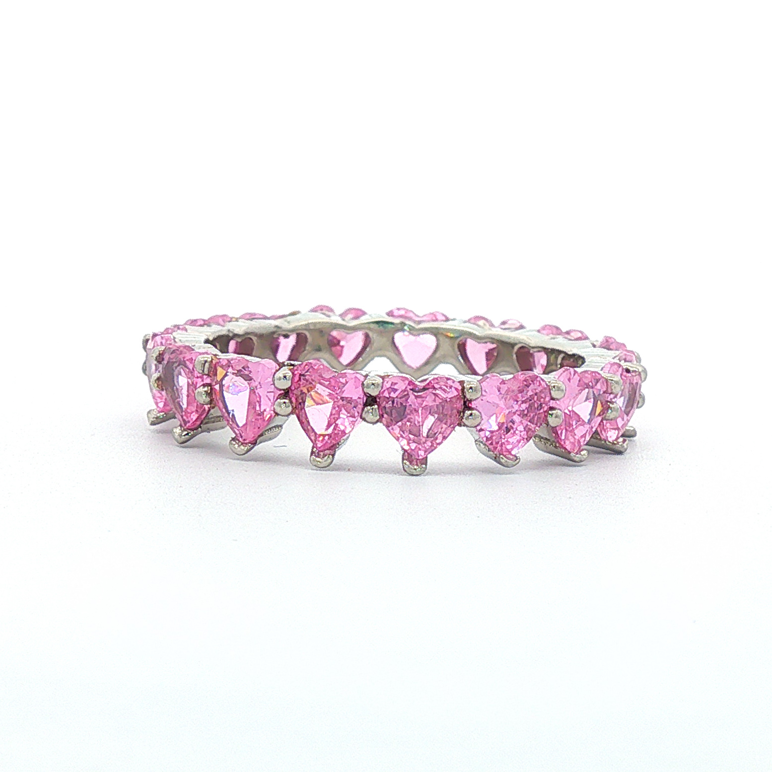 OS - Full Pink Heart Stone Engagement Ring