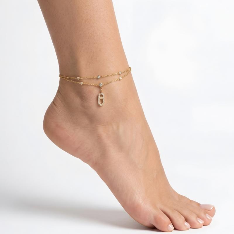 خلخال مرصع بالكامل بالأحجار مع 5 دبابيس