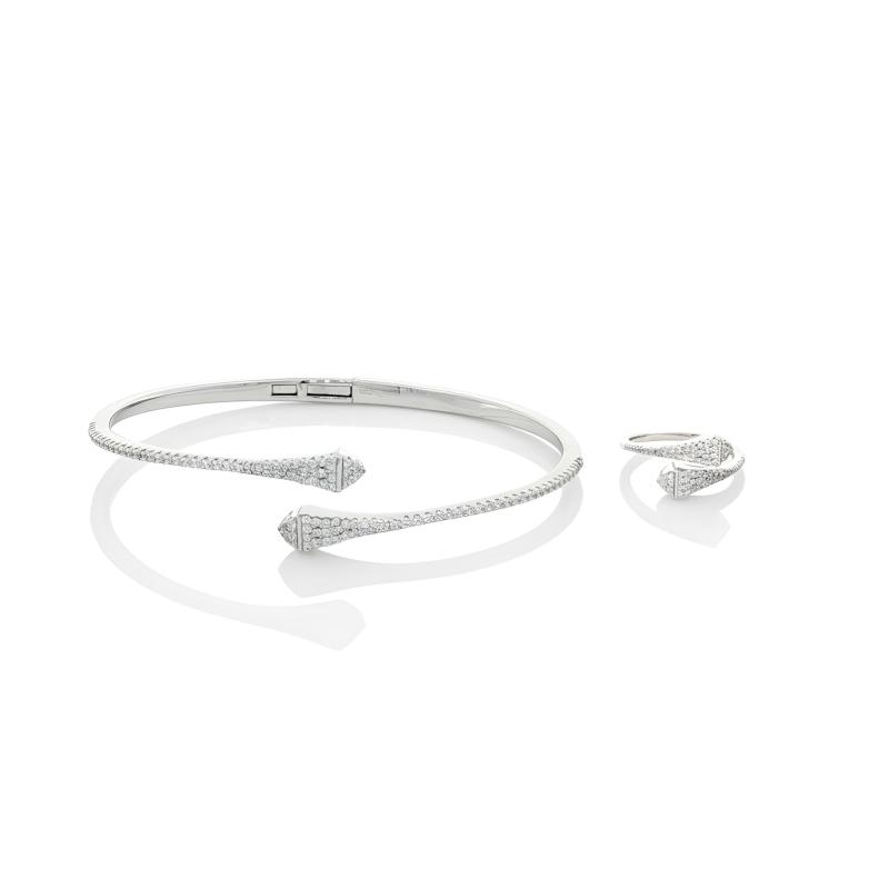 طقم أساور بتصميم تجاوز مزدوج مع كريستالين بشكل منشور