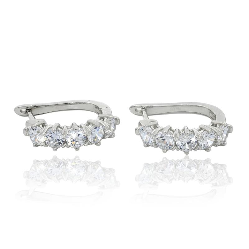 أقراط حلقية مخططة مزينة بـ 5 أحجار لامعة