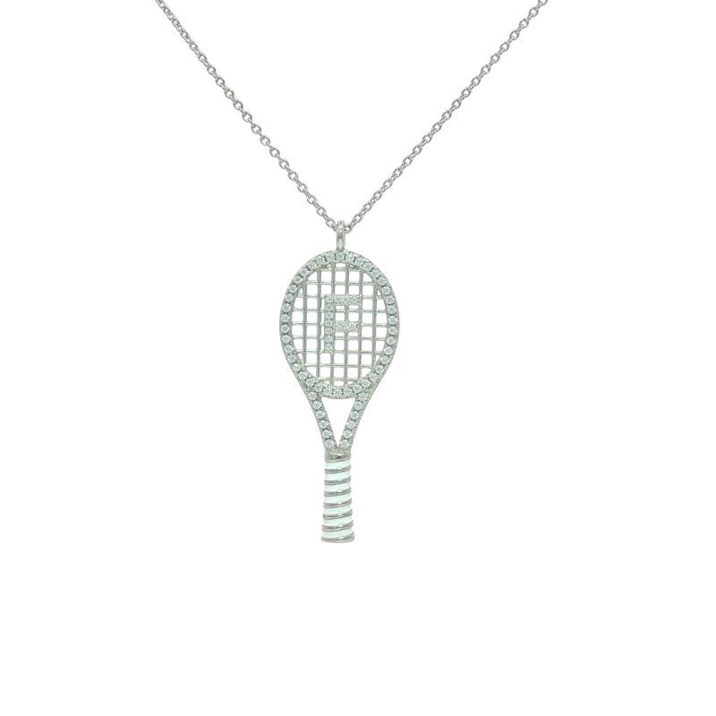 قلادة حروف مضرب التنس  المرصعة