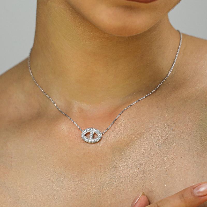 قلادة شعار CD لامعة – فضة أصلية 