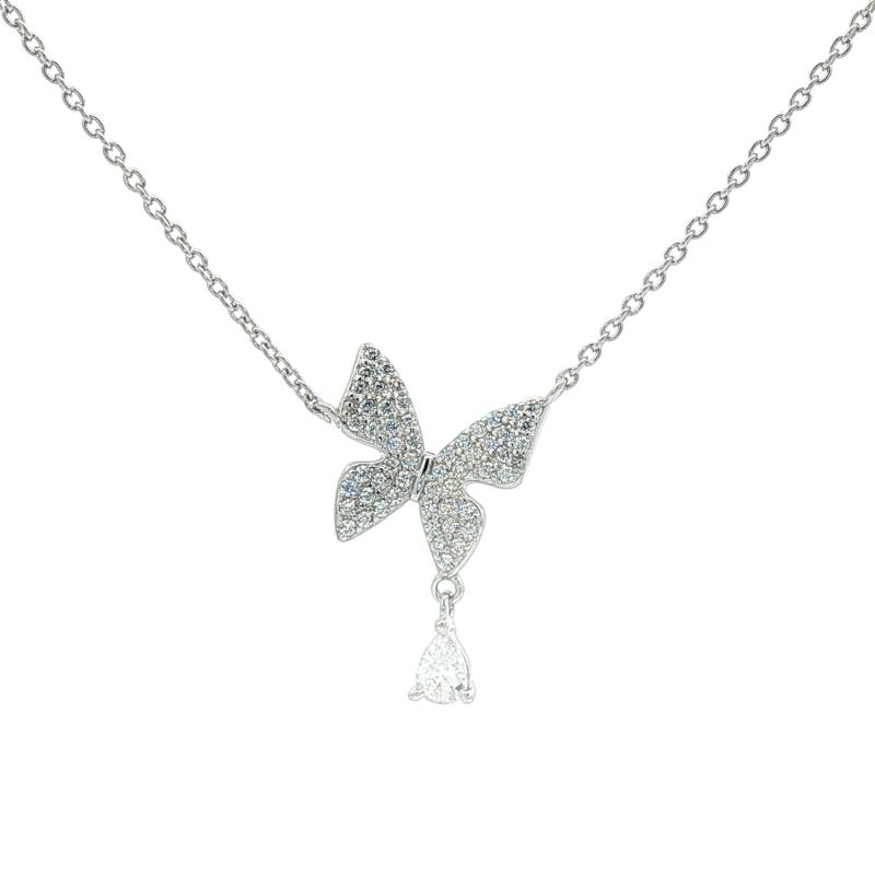 قلادة فراشة بالكريستال – فضة أصلية 