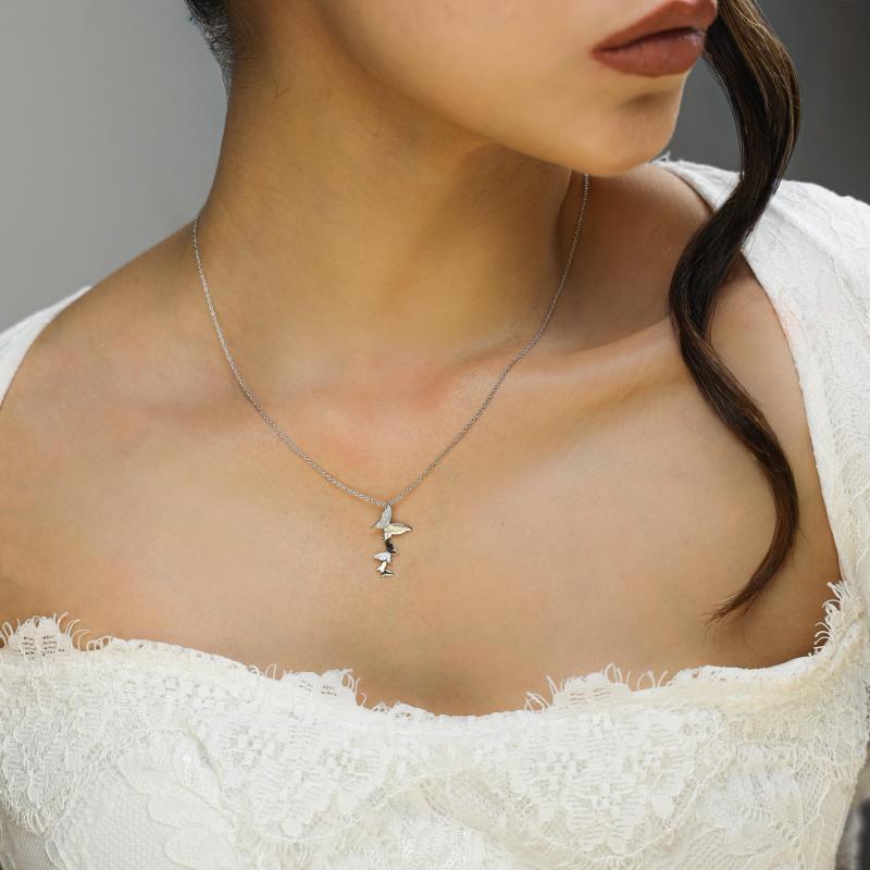 قلادة فراشات صغيرة متعددة – فضة أصلية 