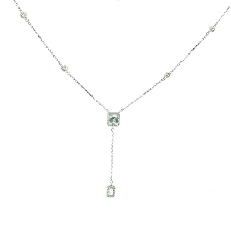 قلادة قطرة المستطيل – فضة أصلية 