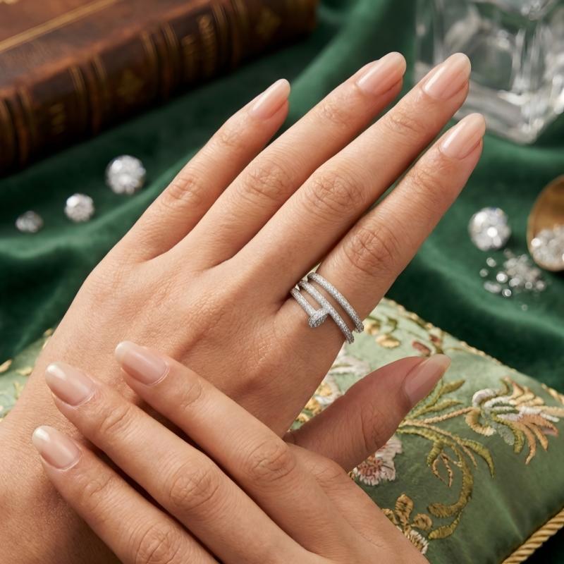 خاتم جوست نيل مرصّع بالكامل بحجر مع حلقتين