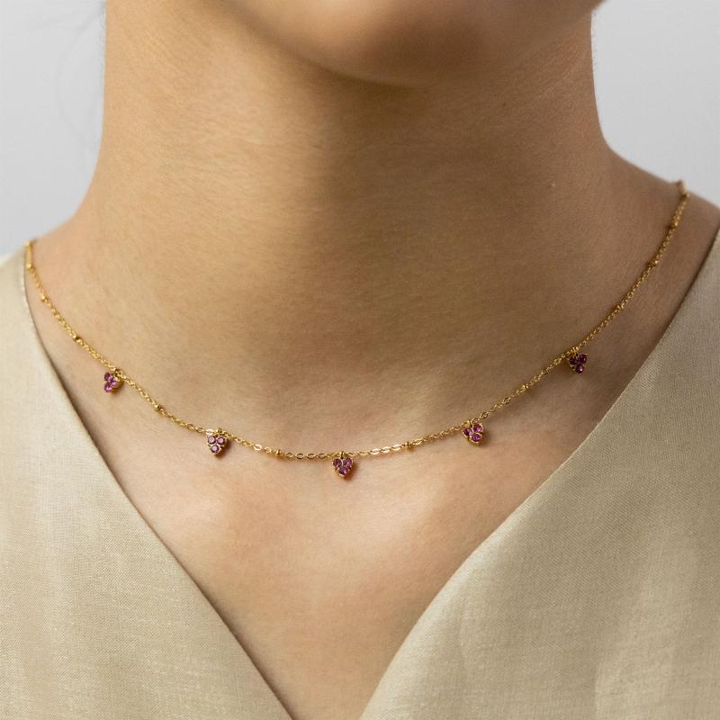 تشوكر ثلاثي بأحجار روبي ثلاثية