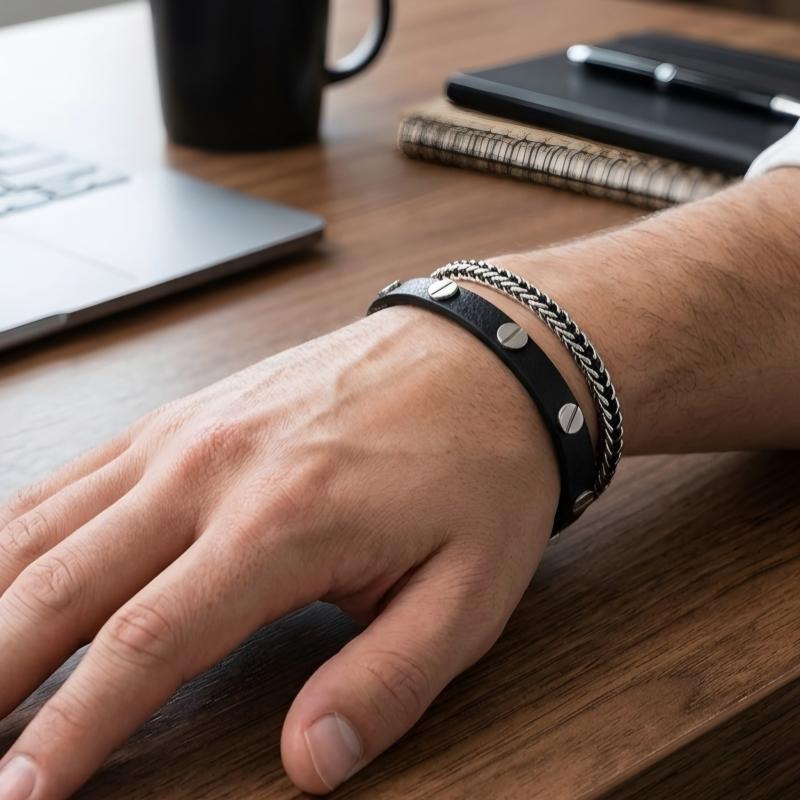 سوار سلسلة برؤوس مسامير أربعة