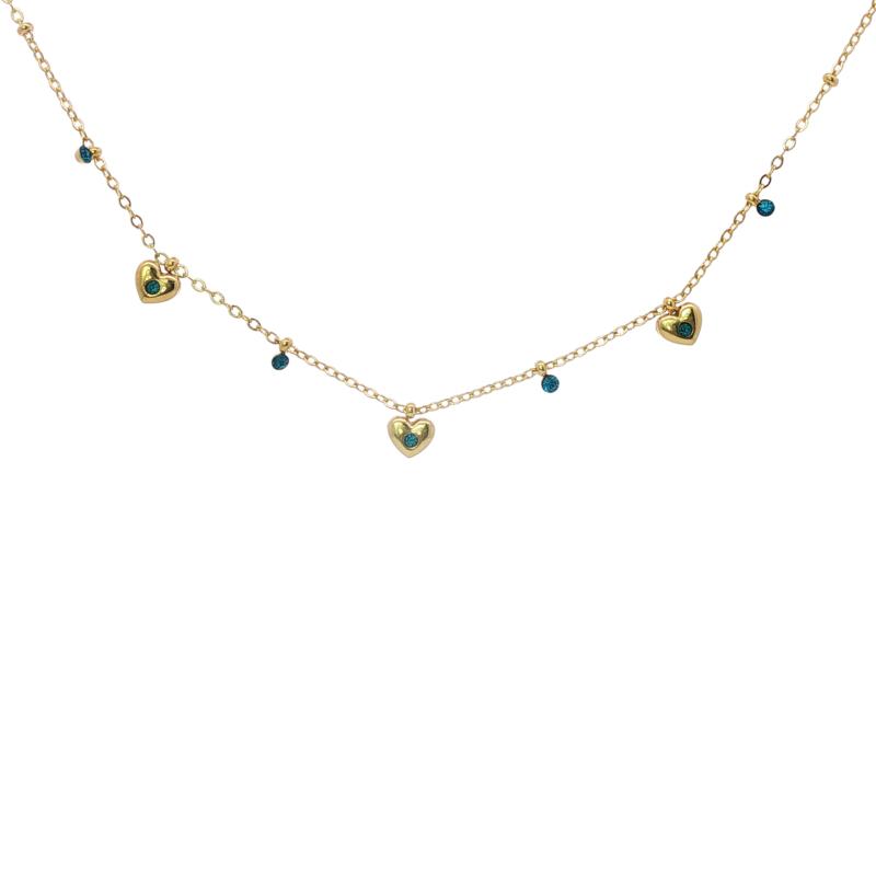 تشوكر قلب صغير بحجر مركزي وأحجار محيطة