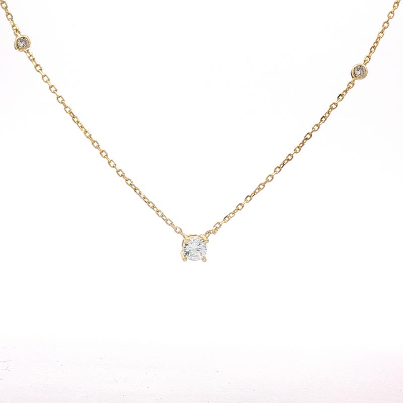 طقم فضة أصلي مع قلادة بحجر دائري 6 مم