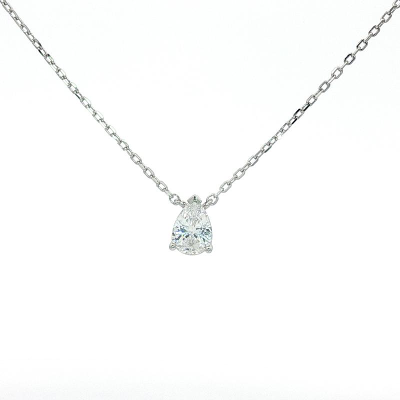 طقم فضة أصلي مع قلادة بشكل دمعة كريستال