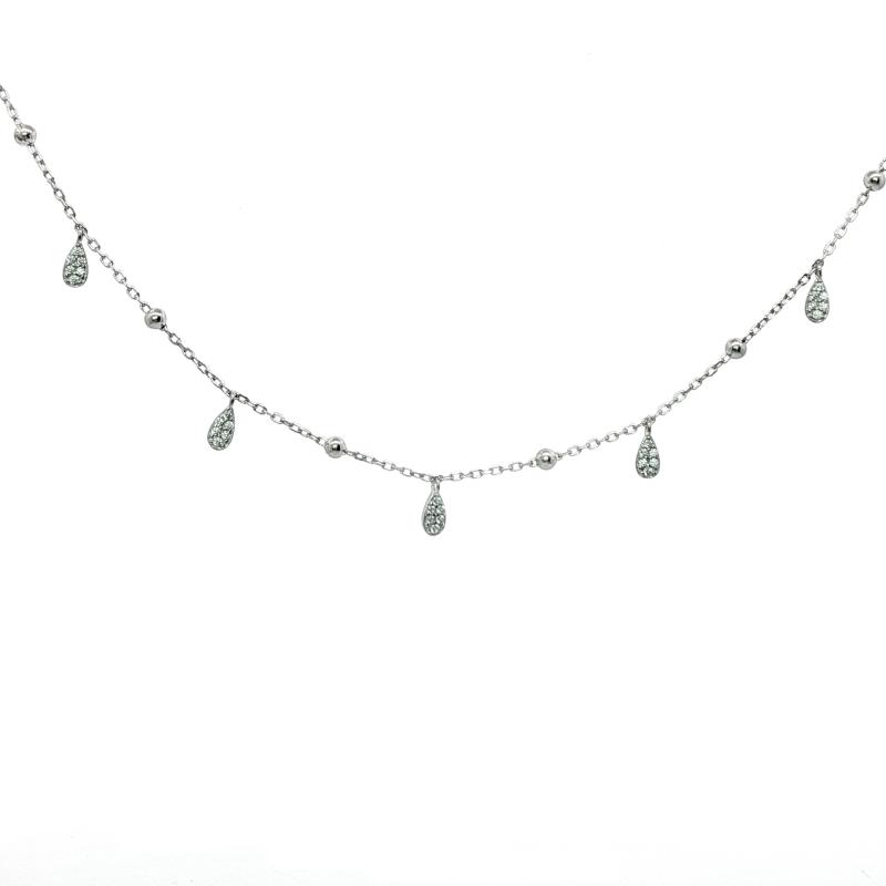 قطرات متلألئة مع الخرز – فضة أصلية