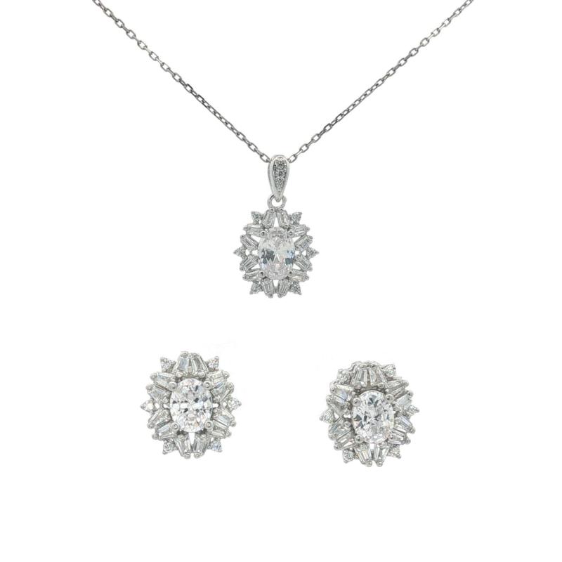 طقم فضة أصلية - أحجار صغيرة بتصميم بارول أنيق