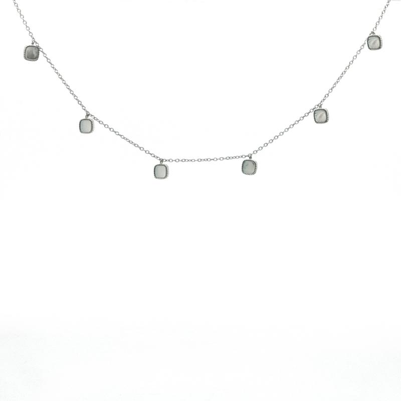 عقد مربعات اللؤلؤ الراقية – فضة أصلية