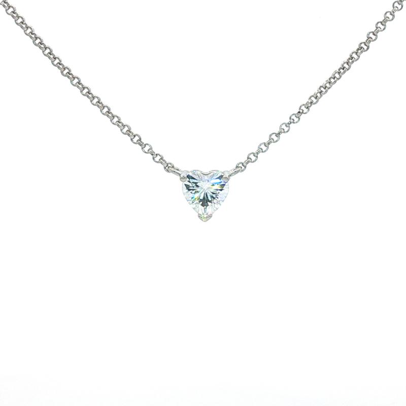 قلادة قلب كبير مرصع بالأحجار (فضة أصلية)