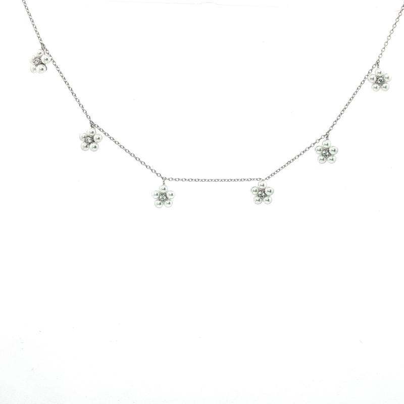 عقد الأزهار المرصعة باللؤلؤ – فضة أصلية