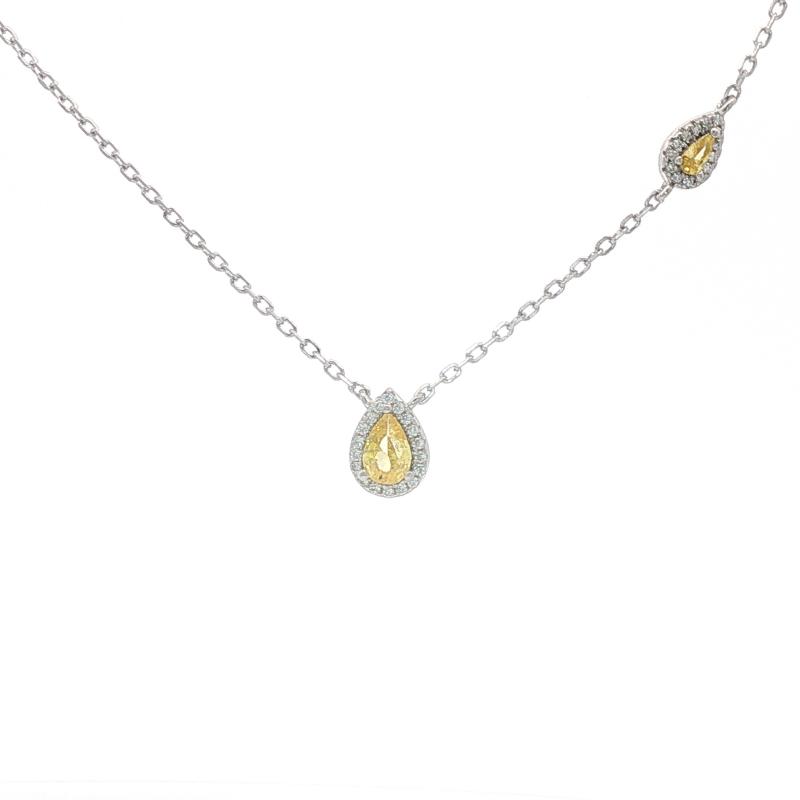 قلادة حجرين ملونين على شكل قطرة (فضة أصلية)