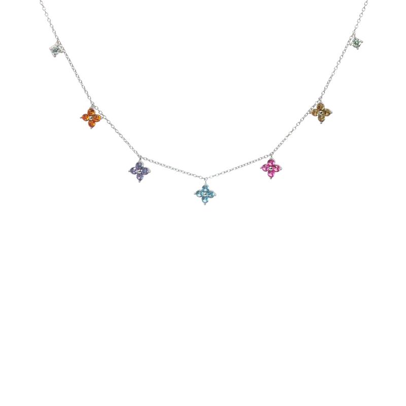 عقد الأزهار والألماس – فضة أصلية