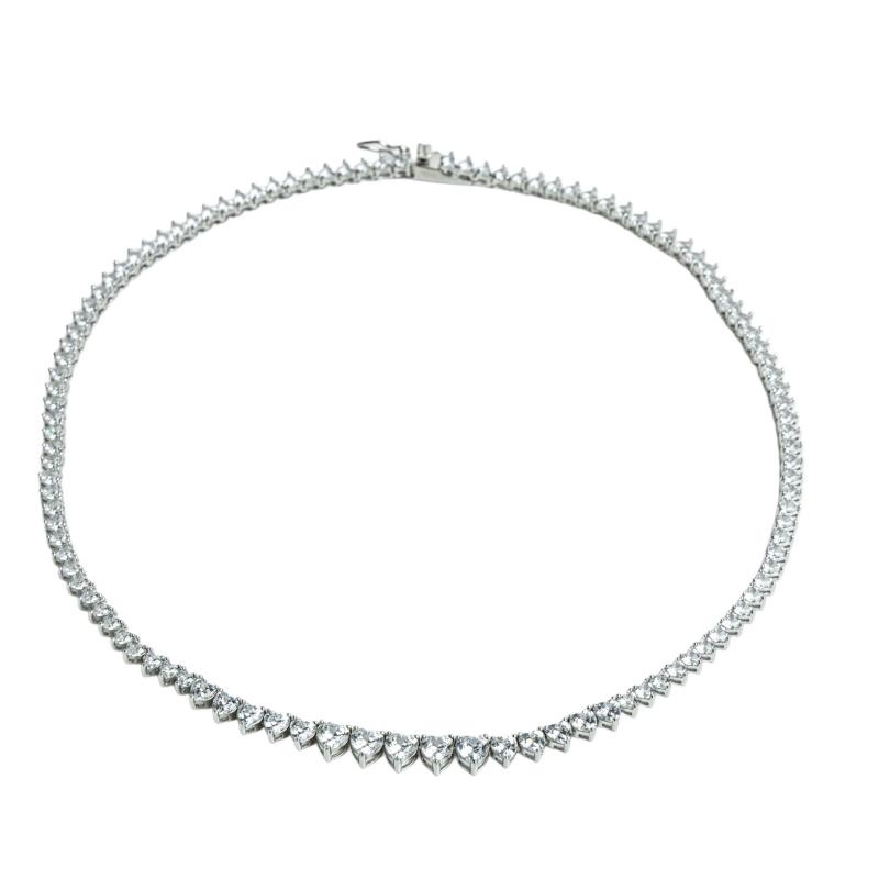 قلادة تينس على شكل قلب مرصع بالأحجار (فضة أصلية)