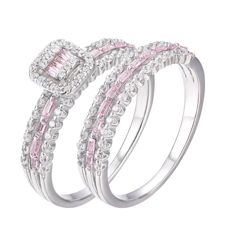 خاتم مزدوج بثلاثة خطوط وحجر مربع 