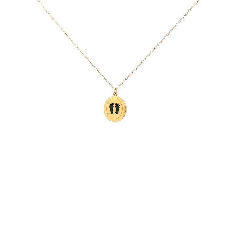 Circle w Footprints Necklace