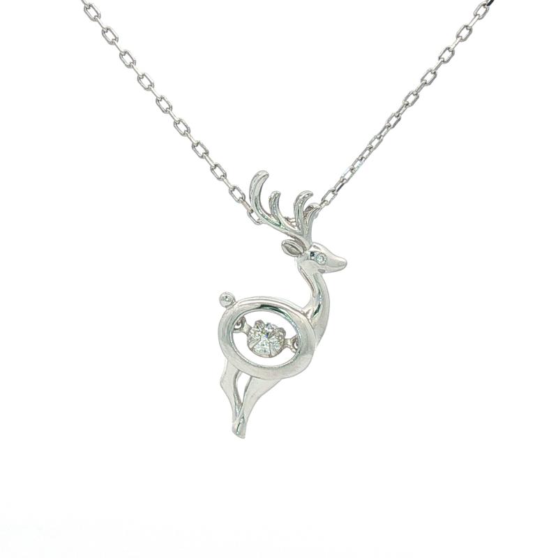 قلادة بتعليقة غزال مع حجر كريم (فضة أصلية)