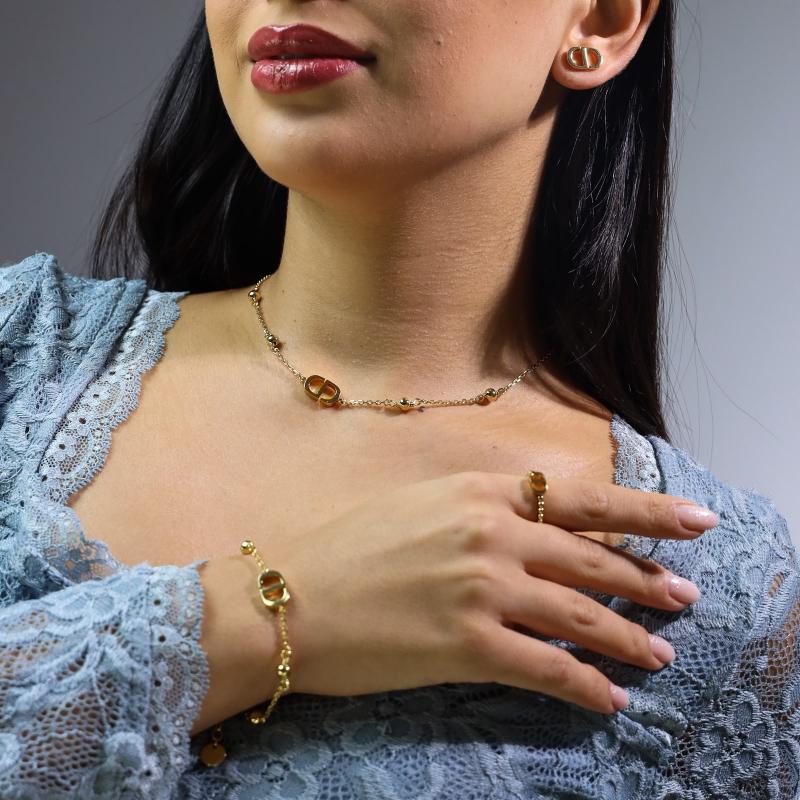 طقم شعار نصي مع خرز لامع