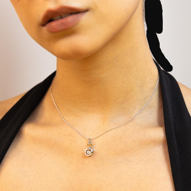 قلادة بطة متدلية على شكل حجر (فضة أصلية)