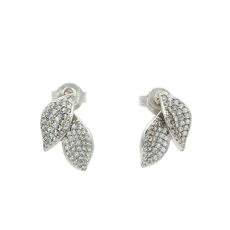 أقراط ورقة كريستال مرصعة (فضة أصلية)