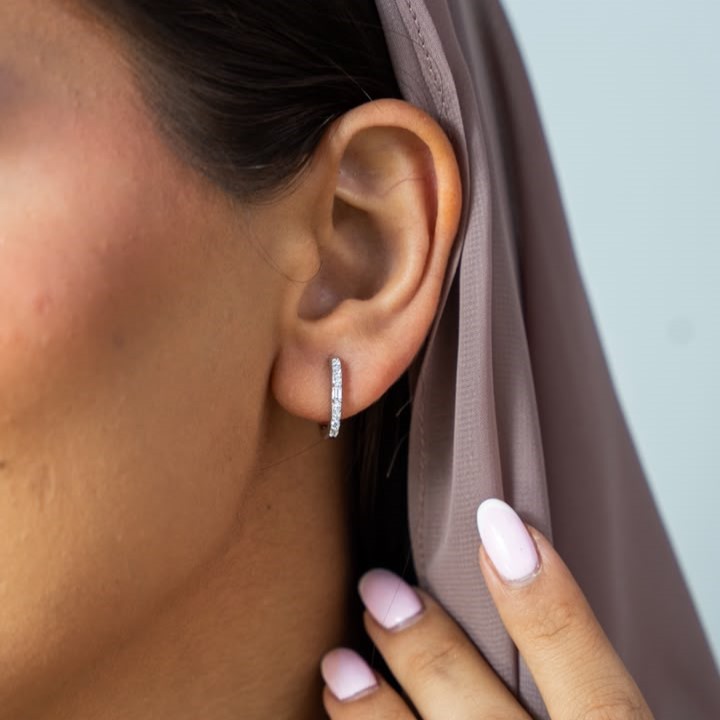فضة أصلية - قرط هندسي خطي متلألئ
