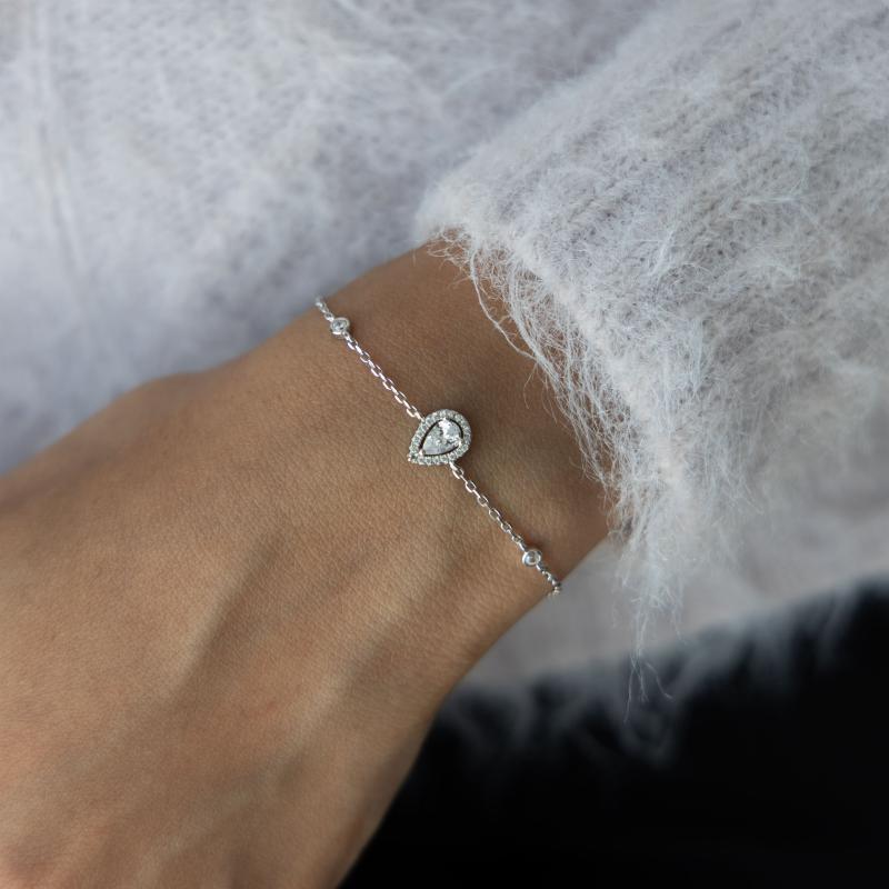 سوار فضة أصلية – قطع دمعة مع حبيبات