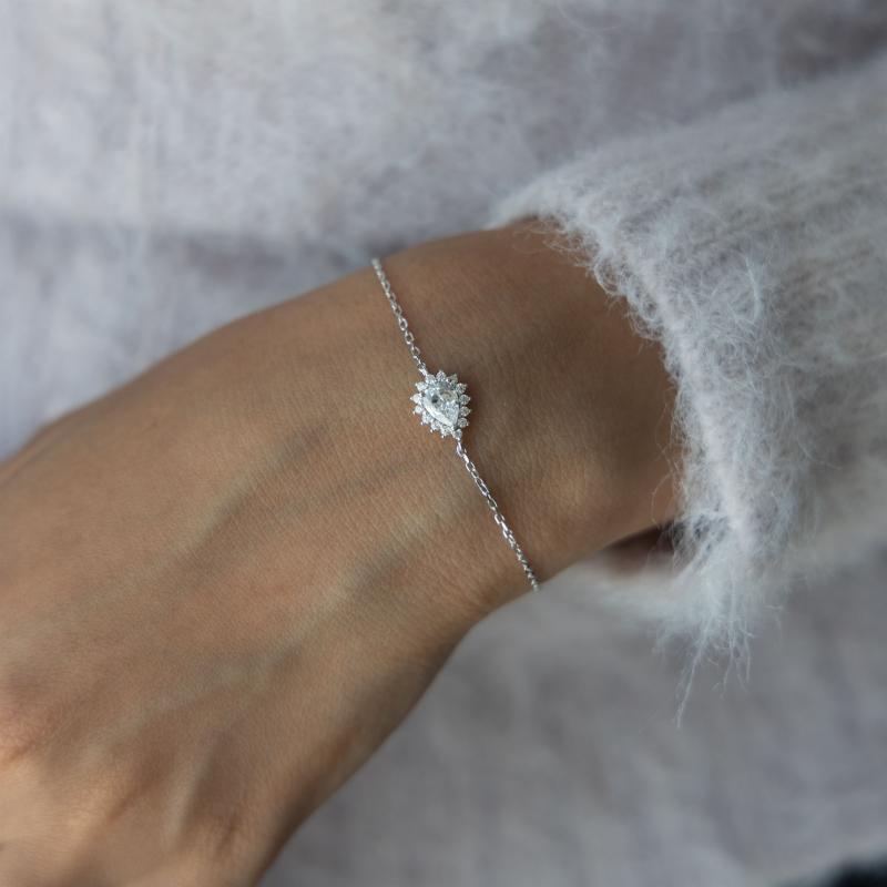 سوار فضة أصلية – شروق الشمس بحجر كمثري