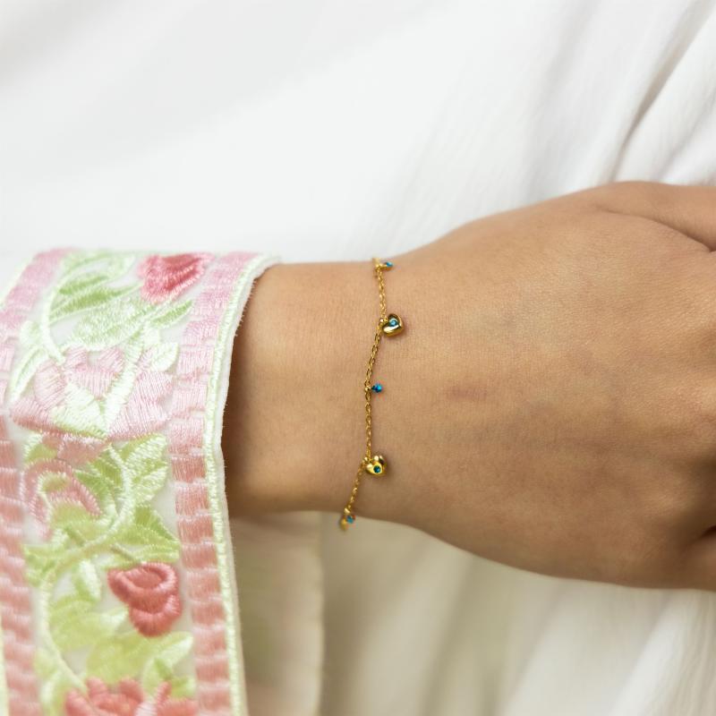 ميني - تعليقات قلب صغيرة مع لمسات كريستال زرقاء صغيرة