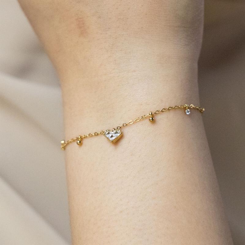 ميني - سوار قلب حجري مع خرزات