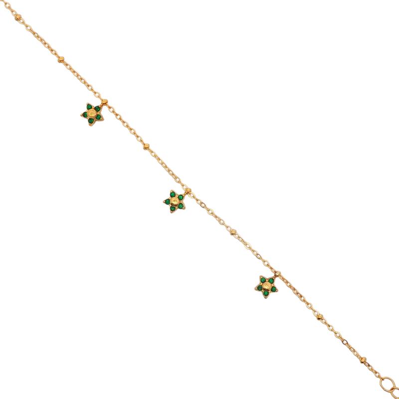 ميني - ثلاث تعليقات نجمة مع أحجار خضراء