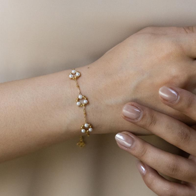 ميني - سوار هالة بثلاث لآلئ