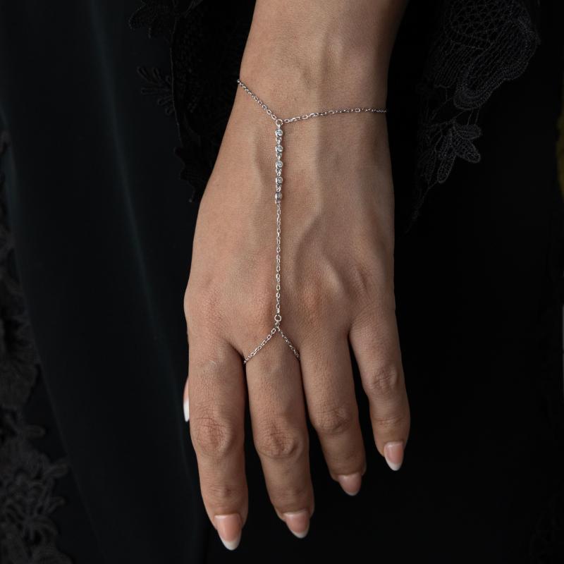 أسوارة كف فضة أصلي بالكريستال الناعم