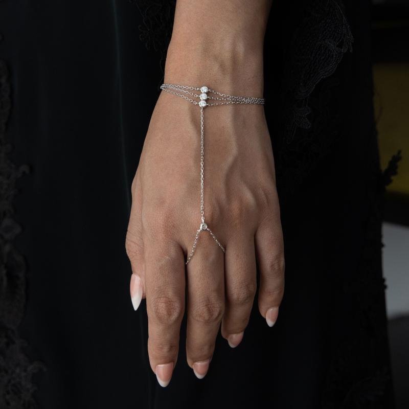 أسوارة كف فضة أصلي بثلاث طبقات كريستال